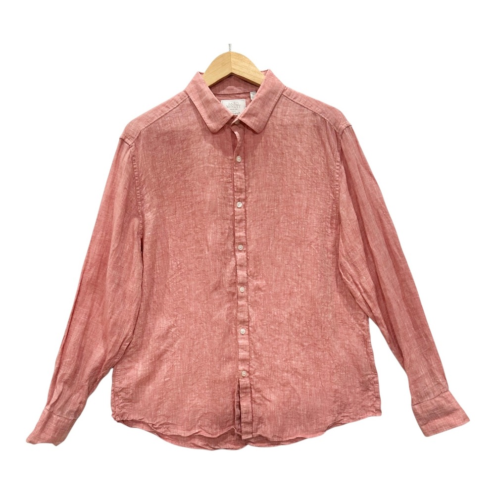 Baird McNutt Murano Irish Linen Button Front Shirt Mens L Heathered Red